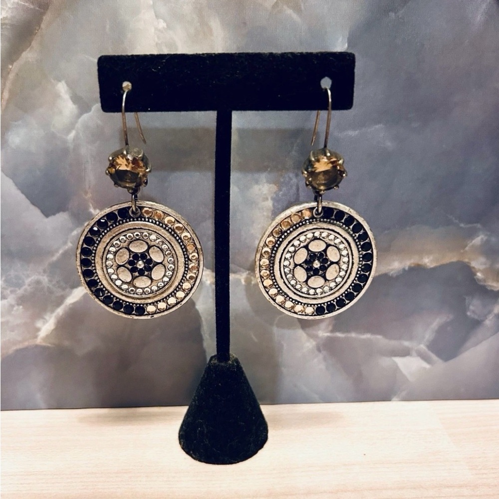 Elegant Black and Silver Dangle Earrings